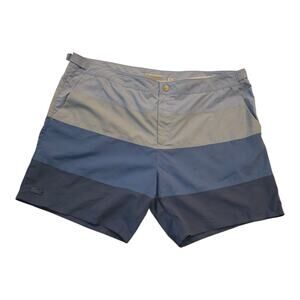 LACOSTE MEN’S MID-LENGTH GRADATED COLORBLOCK SWIMMING TRUNKS SIZE LARGE